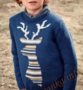 Жаккардовый пуловер с оленем (д) 26*174 Bergere de France №4605