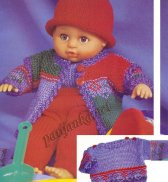 Пуловер, куртка, брюки и шапка для куклы №1802